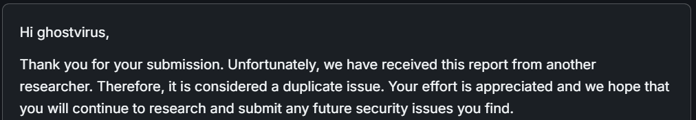 Bugcrowd marking the CSRF submission as a duplicate