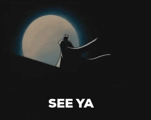 Batman heading off into the night, closing out the writeup